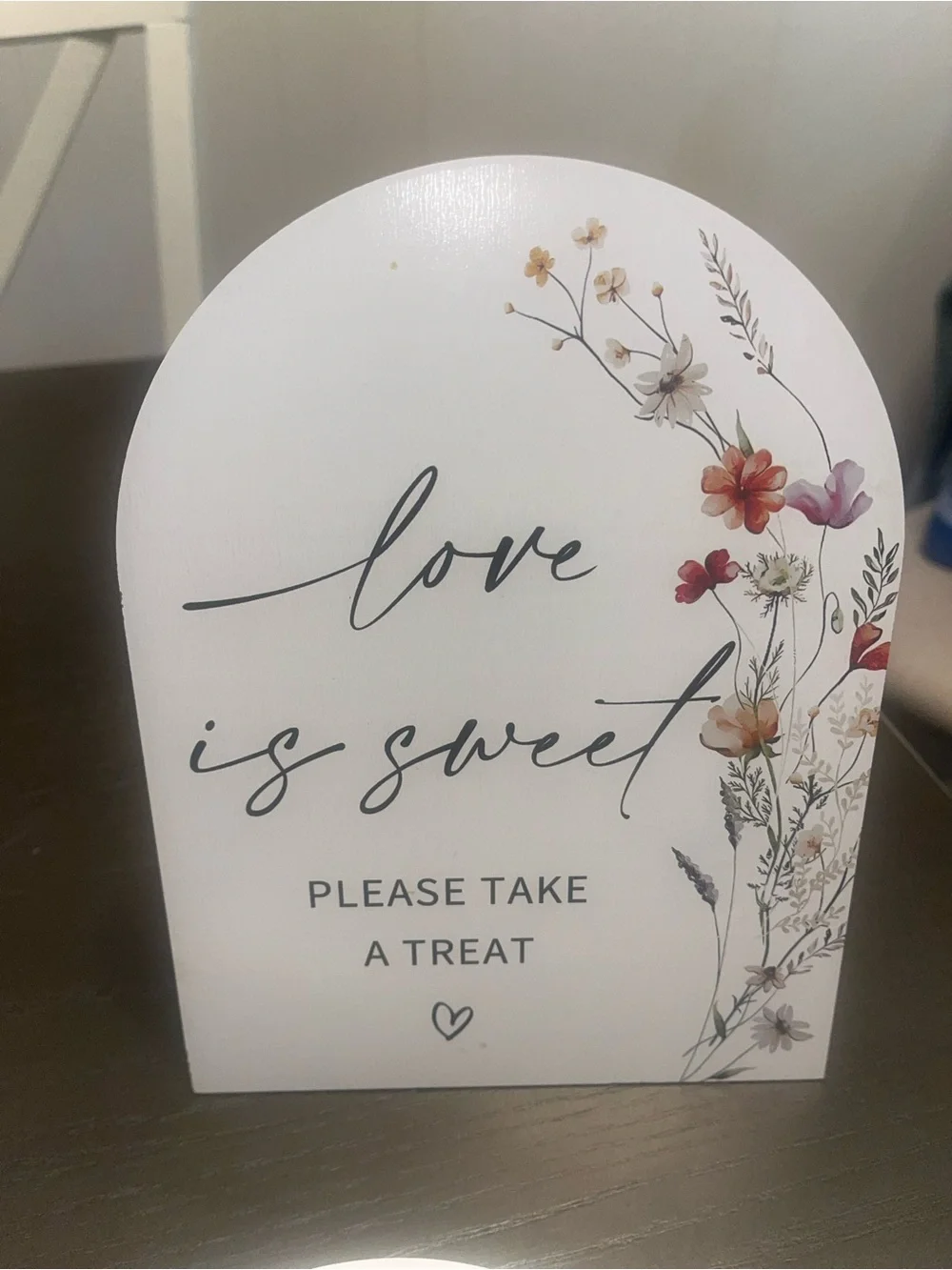 Floral Wedding Table Signs- White with Pink & Tan Flowers